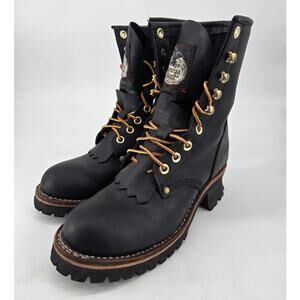 Georgia 8” Logger Soft Toe Oily Black Full Lace Up Boots Women Style G3290 Sz 8M